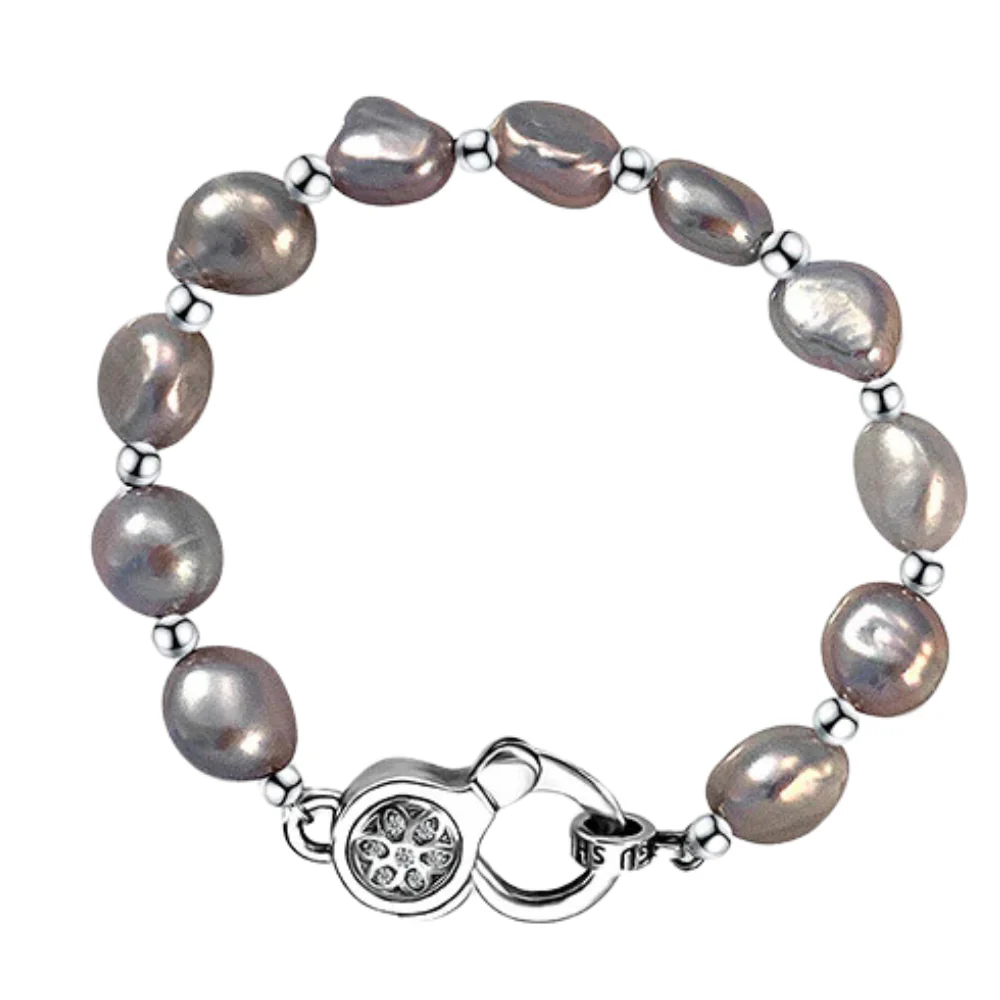 Natural Grey Baroque Pearl Bracelet