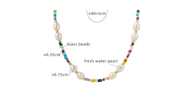 Freshwater Pearl and Rainbow Glass Beaded Necklace