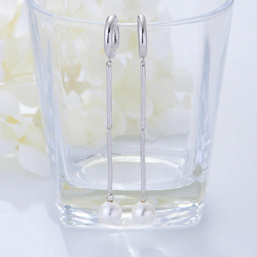 Long Drop Pearl Tassel Earrings