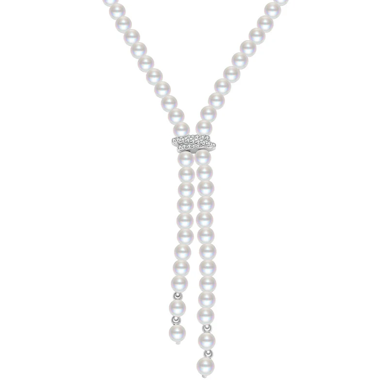 Long Y Pearl Necklace for Low-cut Dress