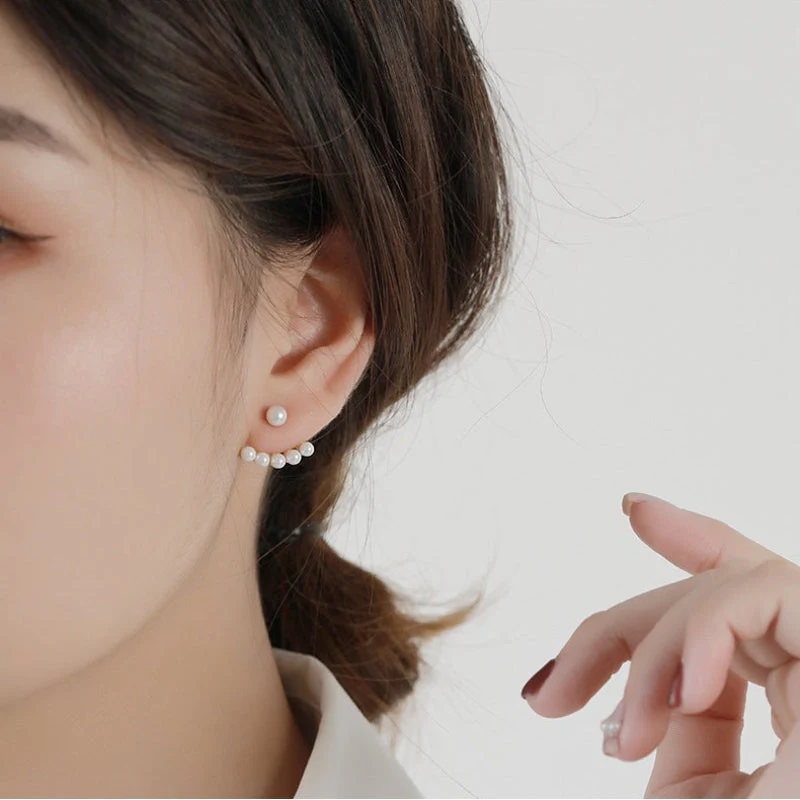 2 Wear Ways Pearl Fan Earrings