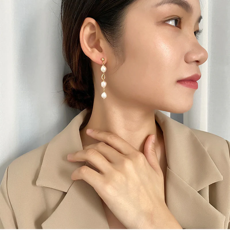 3 Pearl Drop Earrings