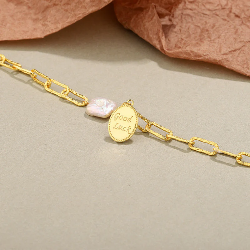Good Luck Coin Baroque Pearl Bracelet