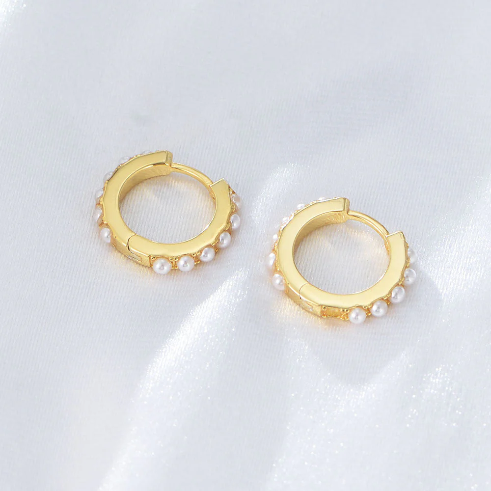 S925 Sterling Silver Pearl Hoop Earring