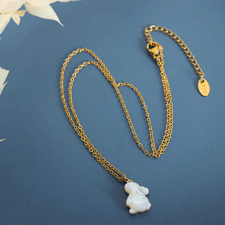 Natural Mother of Pearl Rabbit Pendant Necklace