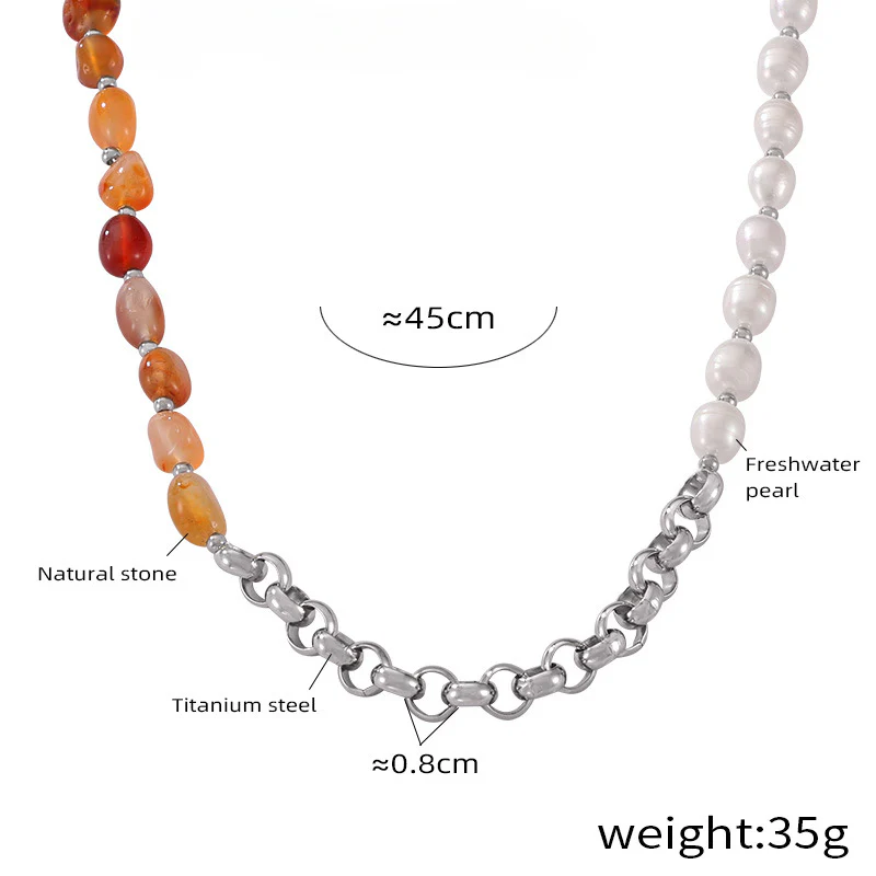 Chic Natural Stone Freshwater Pearl Necklace