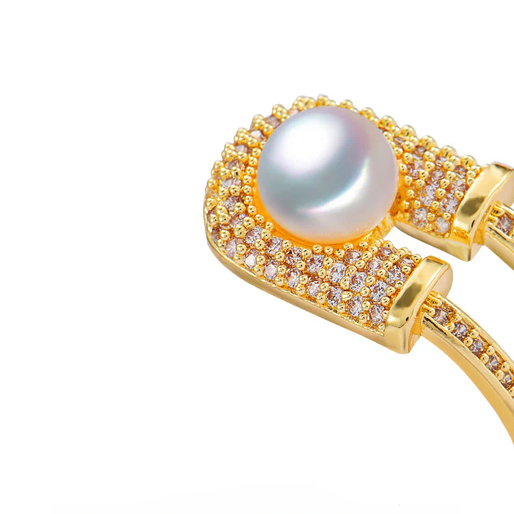 Adjustable Zircon Pearl Ring