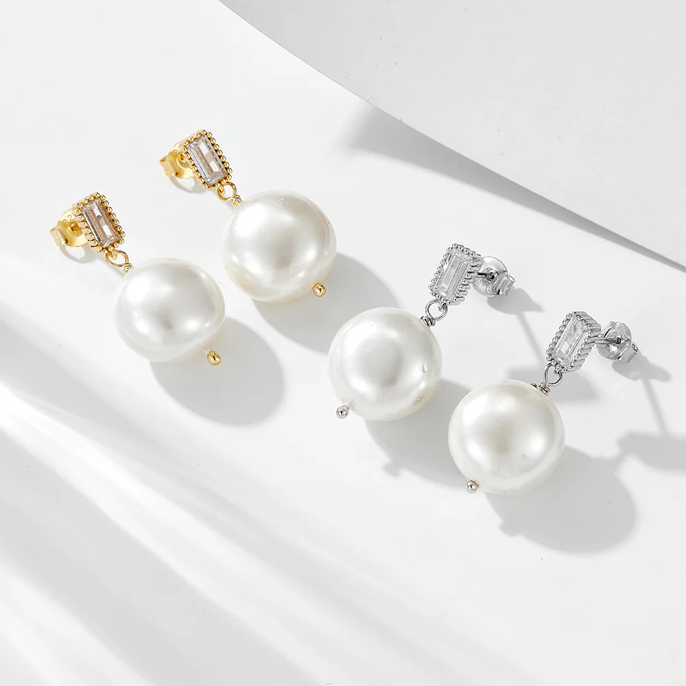 14mm Pearl Drop Earrings