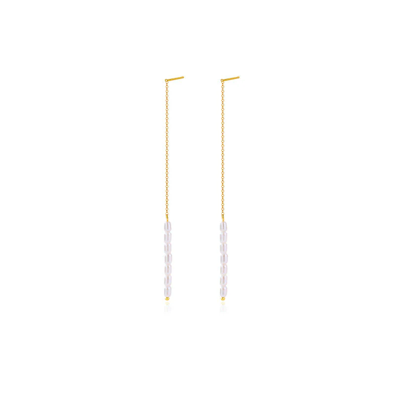 Rice Pearl Linear Earrings