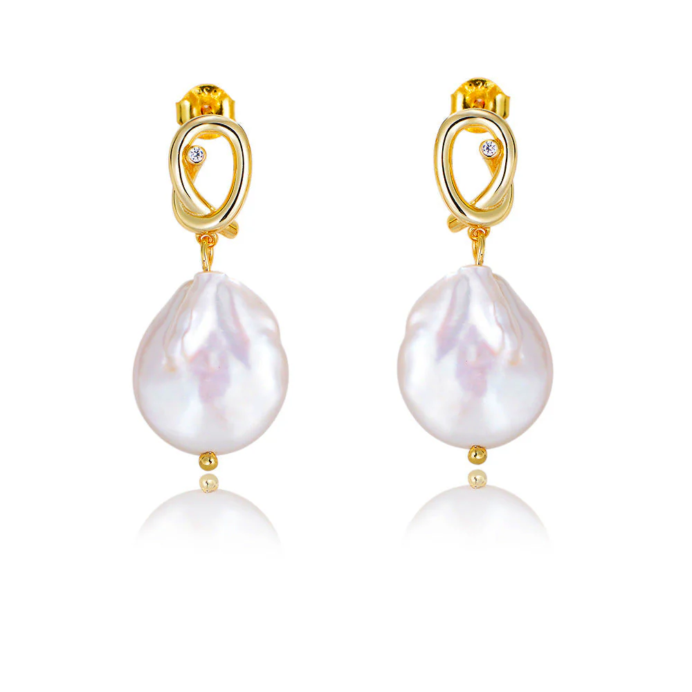 Baroque Pearl Flat Pearl Earrings