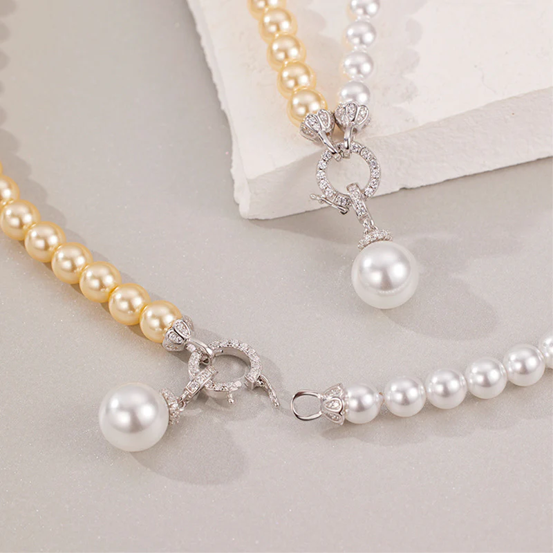 Half Gold Half White Pearl Necklace
