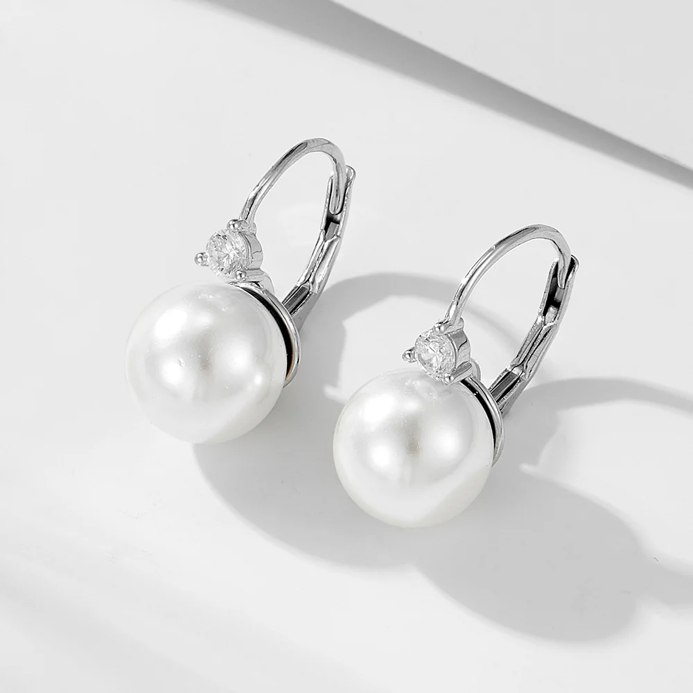 Zircon 10mm Pearl Earrings