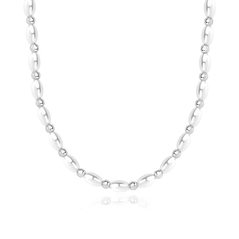 Elegant Olive Bead Pearl Necklace