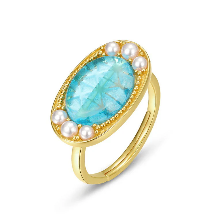 Sky Blue Sapphire and Pearl Ring