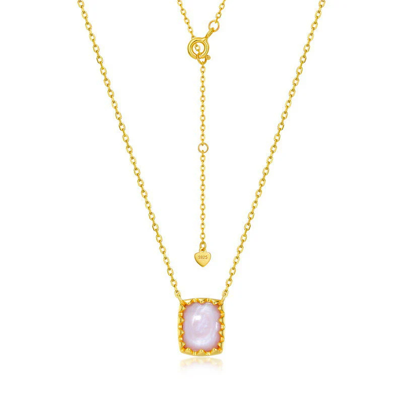 Pink Shell Mother of Pearl Pendant Necklace