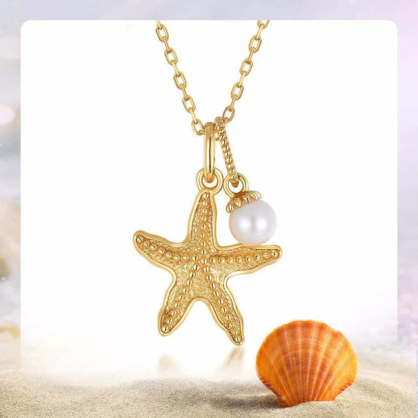 Pearl and Gold Starfish Necklace