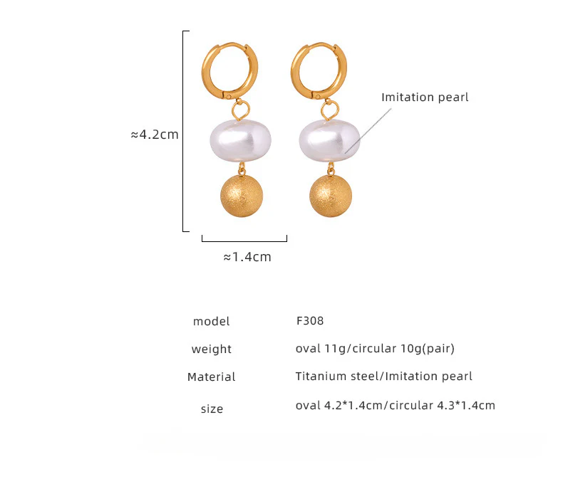 Frosted Gold Bead and Pearl Earrings