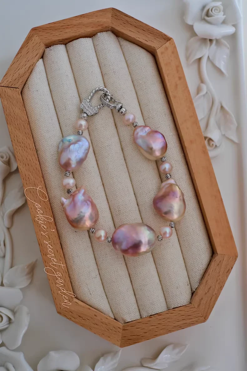【Monet Garden Collection】 Handmade Annie Aurora Baroque Pearl Bracelet