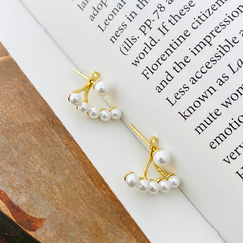 2 Wear Ways Pearl Fan Earrings