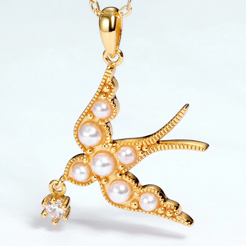 Peace Dove With Pearl Pendant