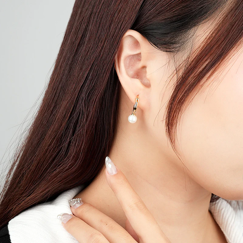 Hoop with Dangle Pearl Earrings