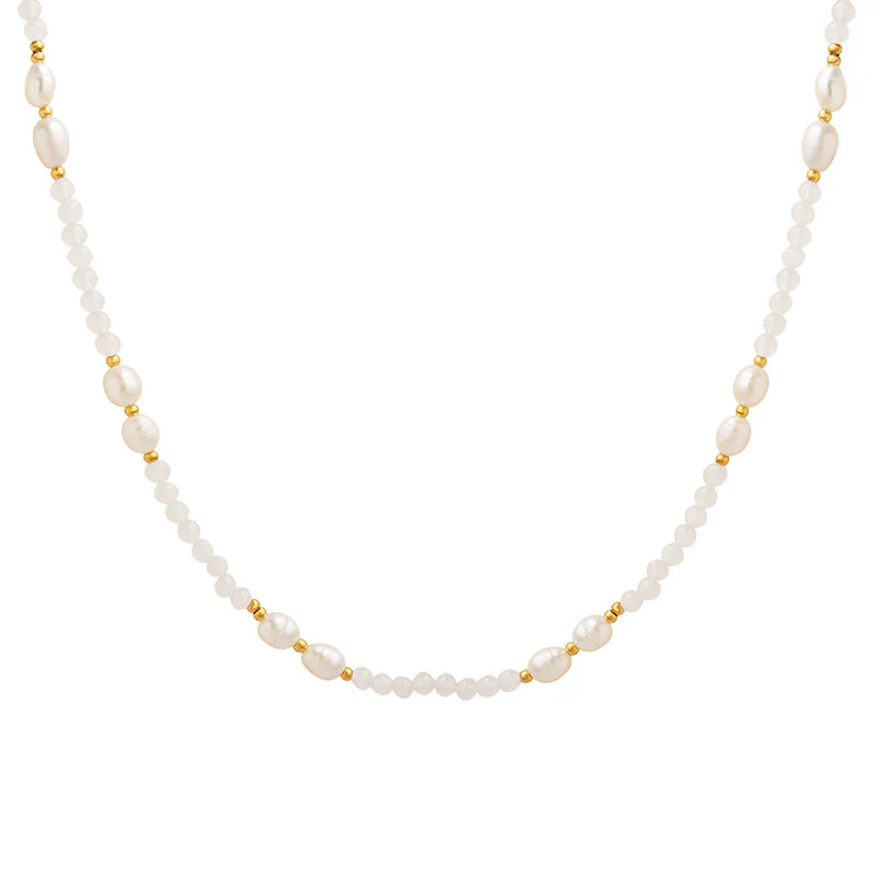 Jade and Freshwater Pearl Beaded Necklace