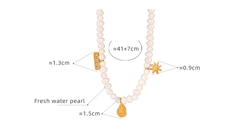 Geometric Charms Baroque Freshwater Pearl Necklace
