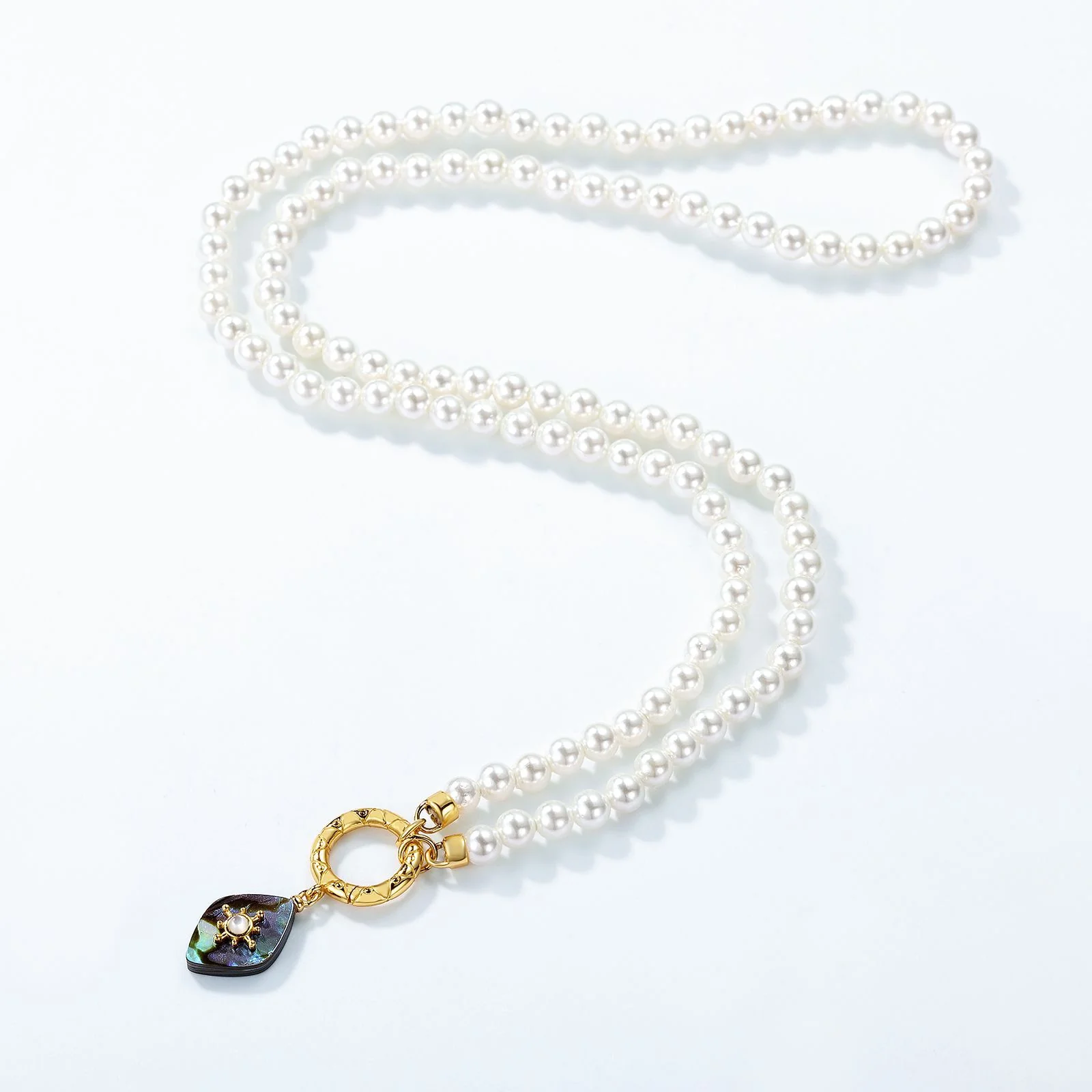 Ocean Abalone Shell Pendant Pearl Necklace