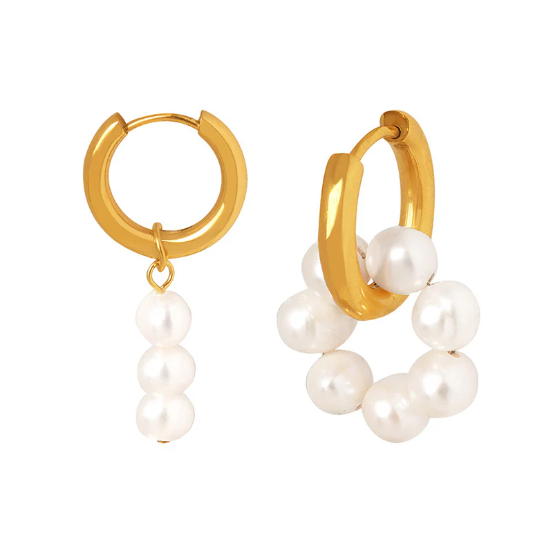 Asymmetrical Pearl Drop Earrings