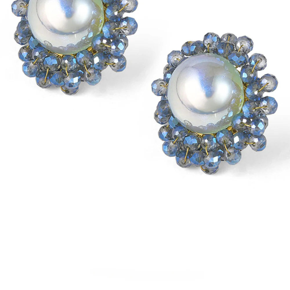 Big Pearl Crystal Earrings