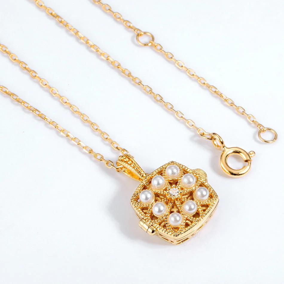 Hollow Magic Box Pearl Pendant