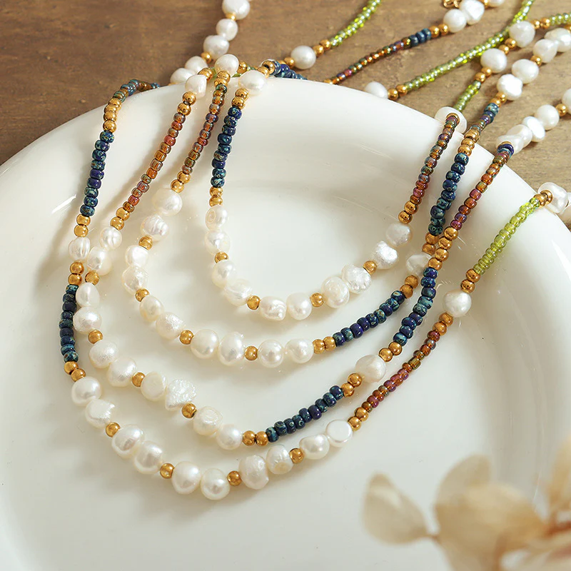 Freshwater Pearl And Glass Beads Bohemian Necklace