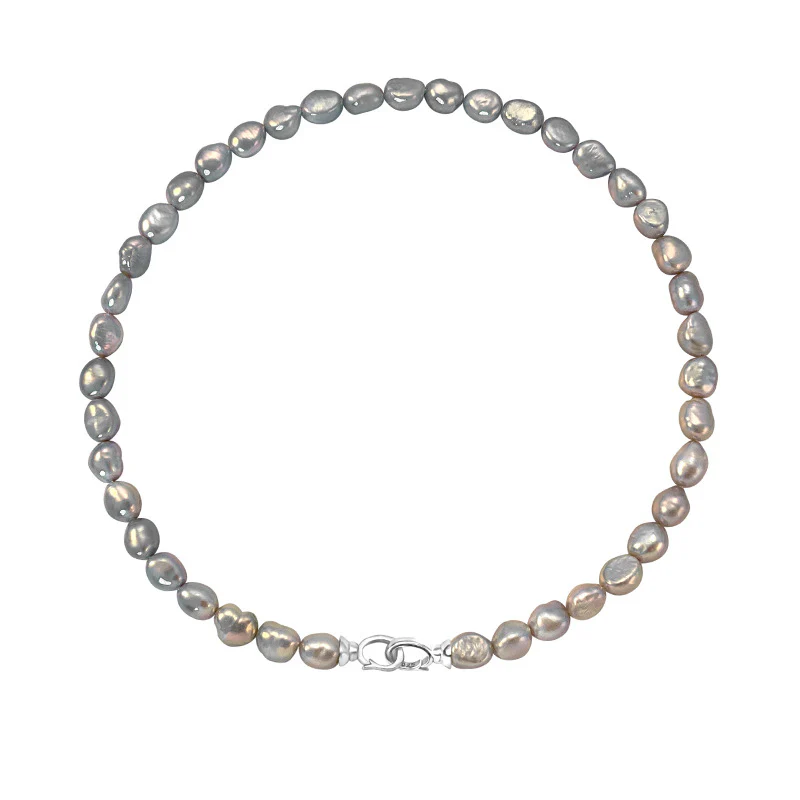 Elegant Natural Grey Baroque Pearl Necklace