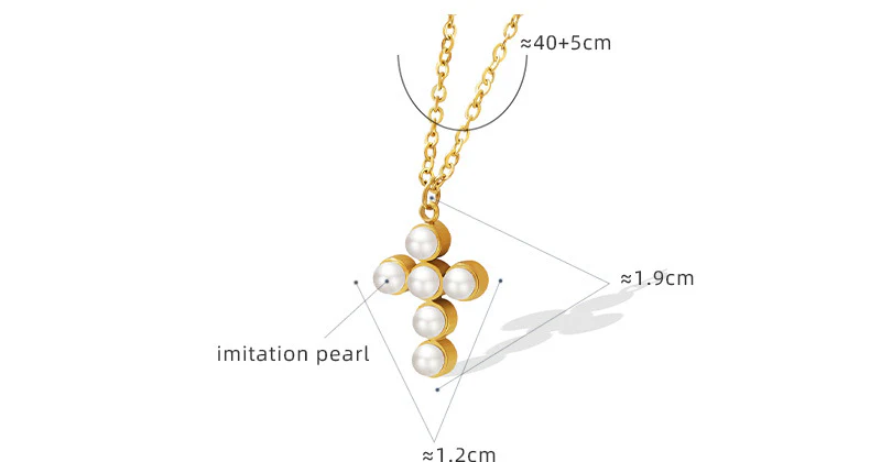 Gold Enhancer Pearl Cross Pendant Necklace