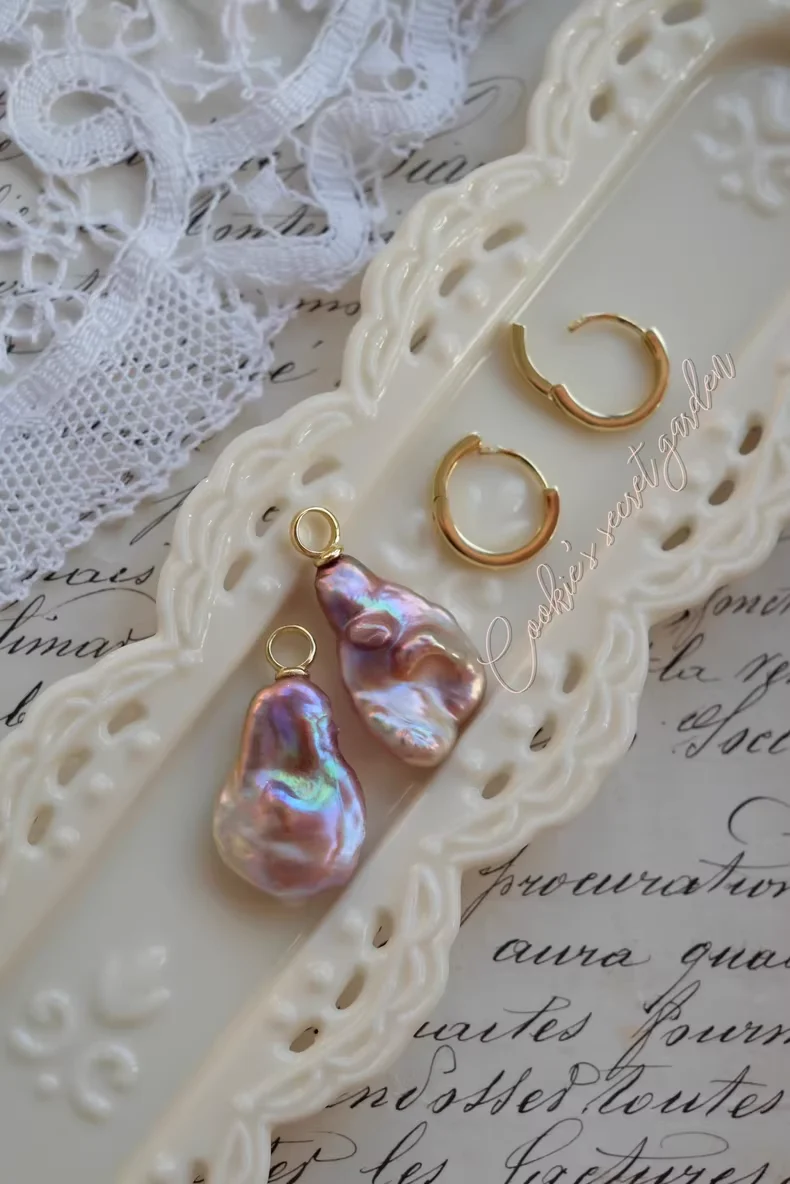【Monet Garden Collection】 Handmade Aurora Baroque Pearl Earrings