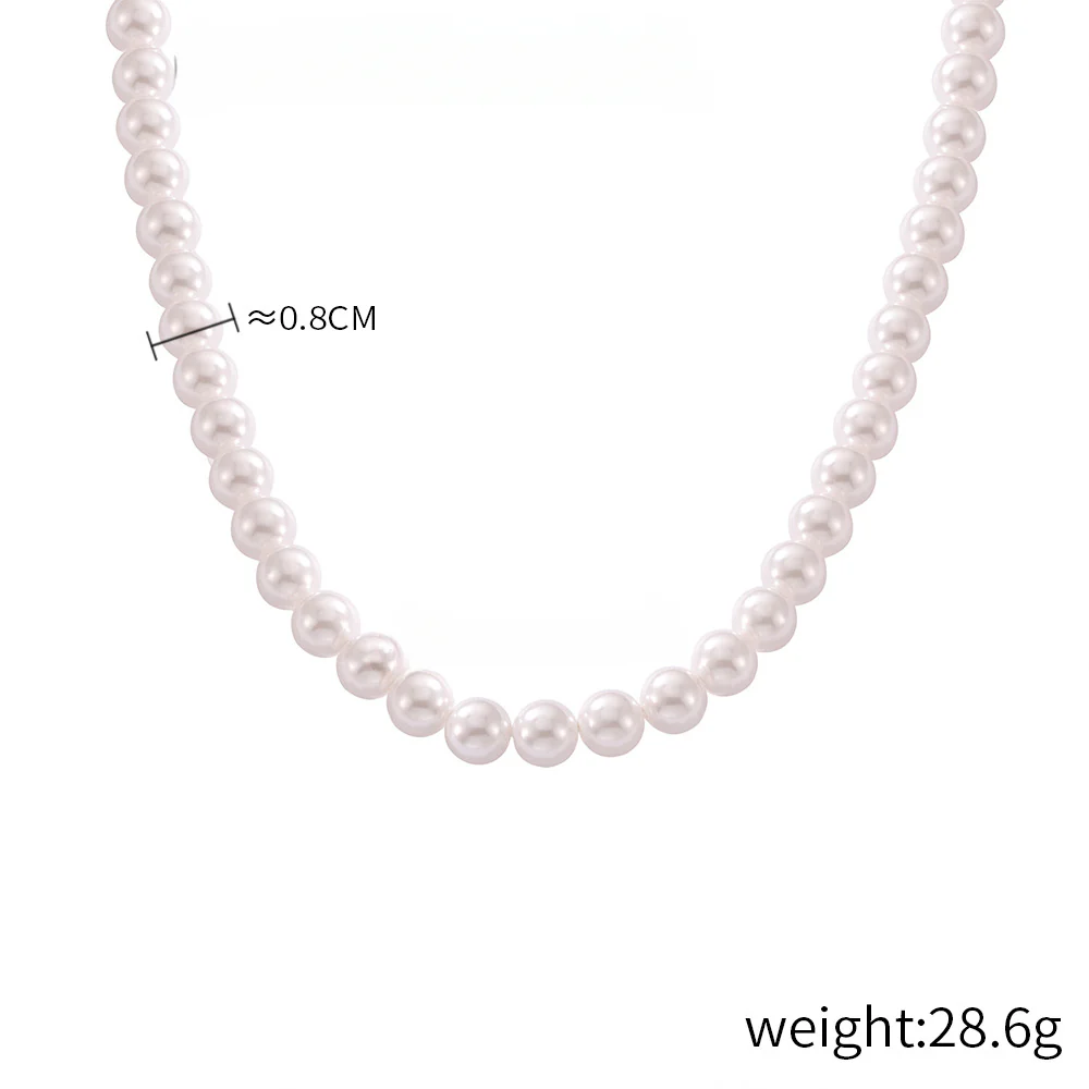 8mm 10mm 12mm White Grey Brown Pearl Bead Necklace