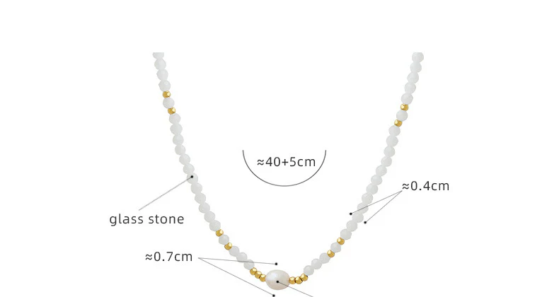 White Glass Beads and Freshwater Pearl Beaded Necklace