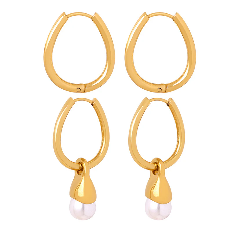 Two Wear Ways Hoop Dangle Pearl Earring