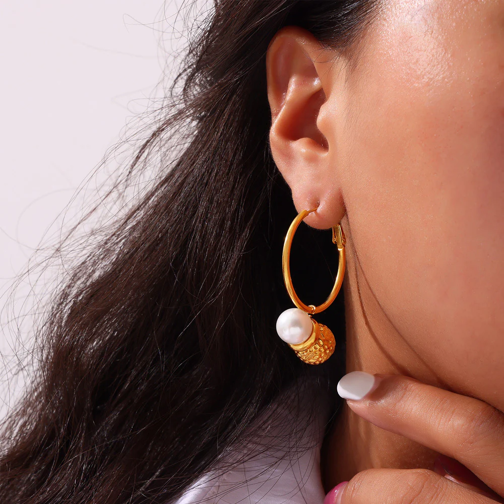 Personality Peanut Pearl Necklace and Earring Set