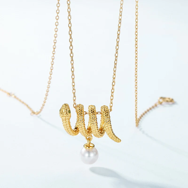 Pearl Dangle Snake Pendant