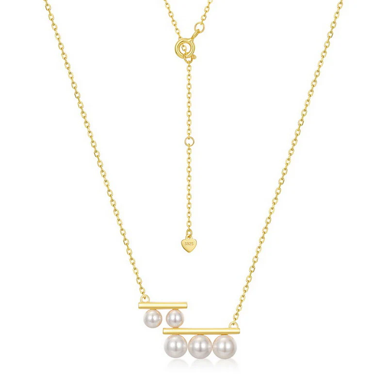 Balance Beam Pearl Pendant Necklace