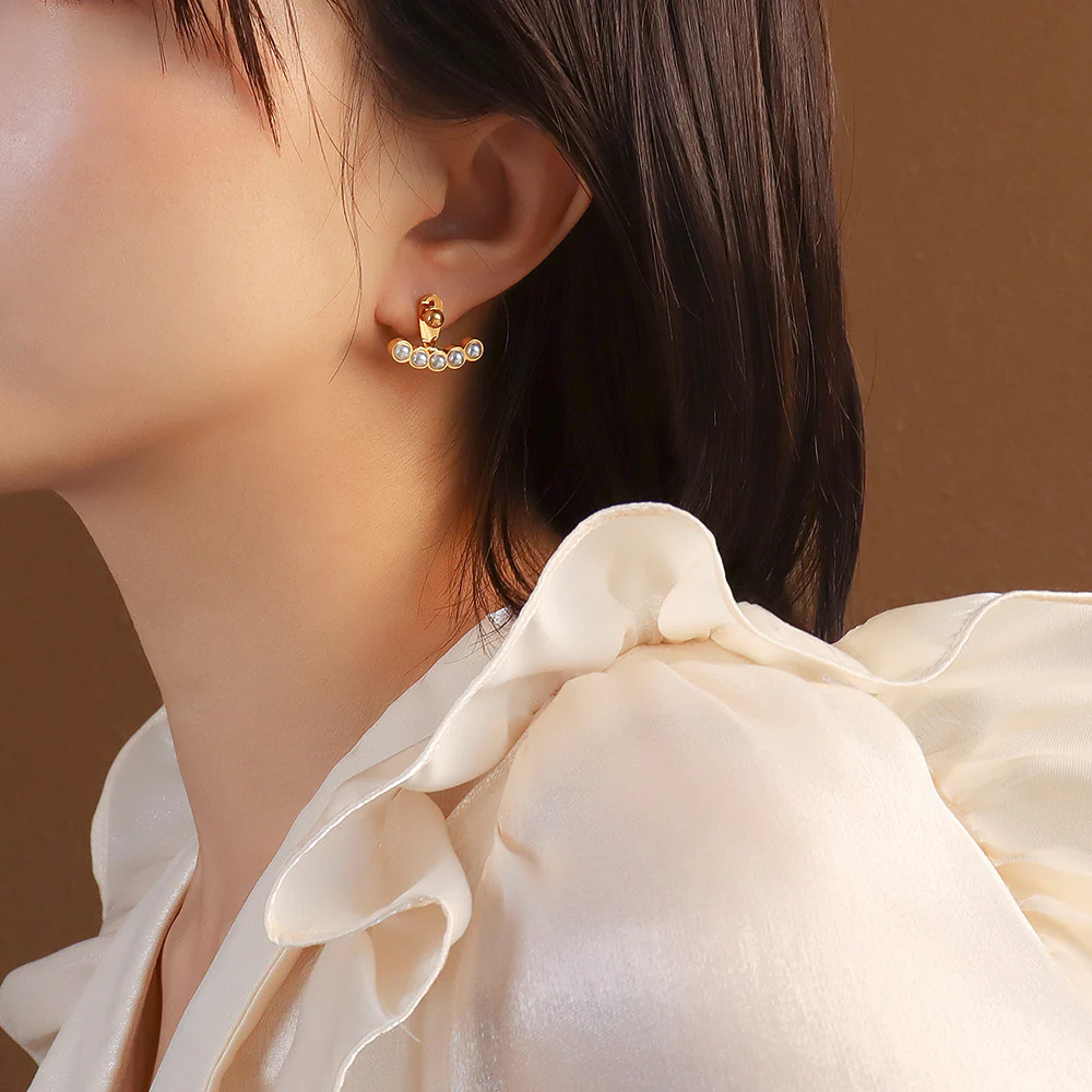 Two Wear Ways Fan Pearl Stud Earrings