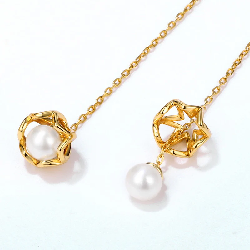 Detachable Flower Long Pearl Earrings