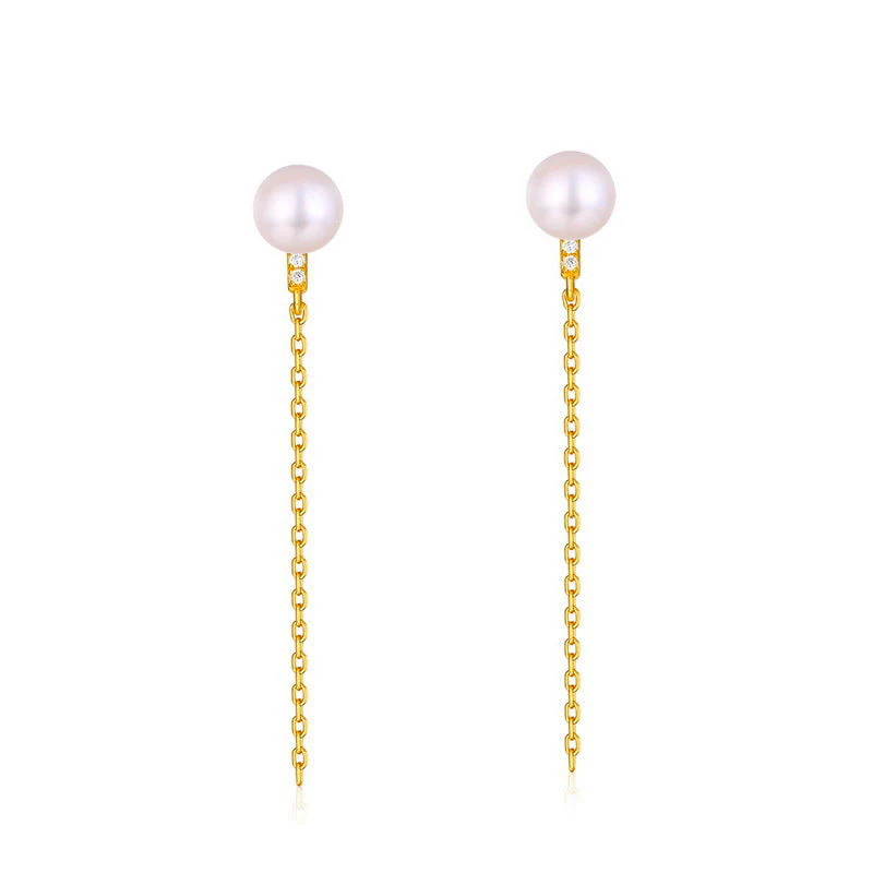 Pearl Studs Pearl Chain Earrings
