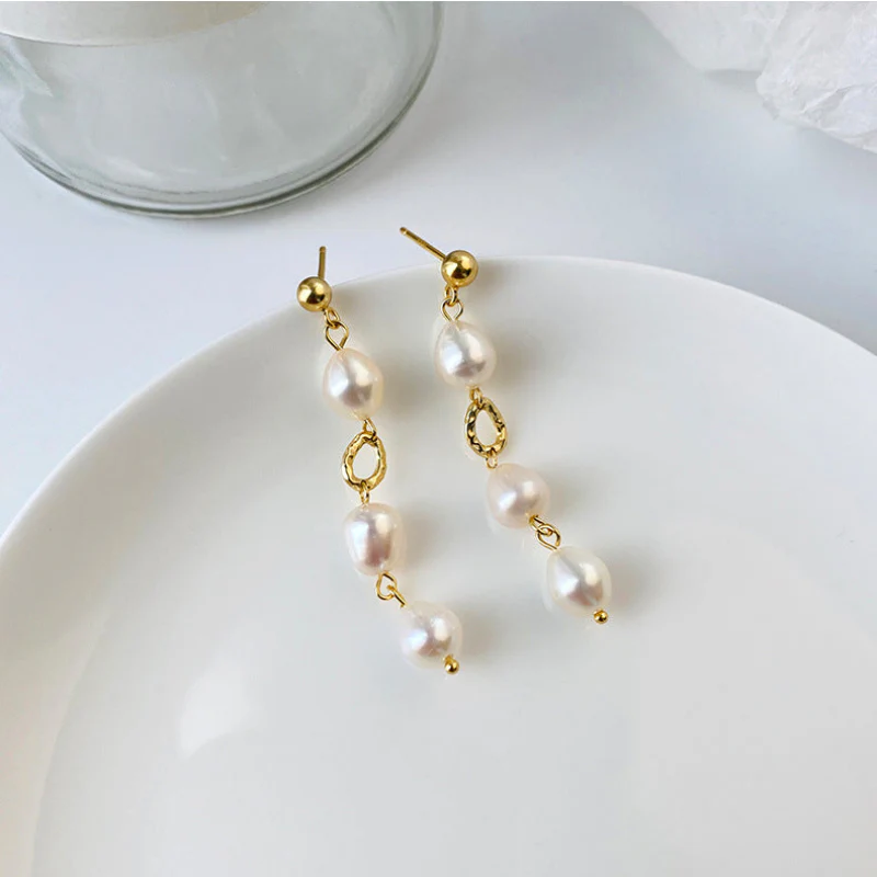 3 Pearl Drop Earrings