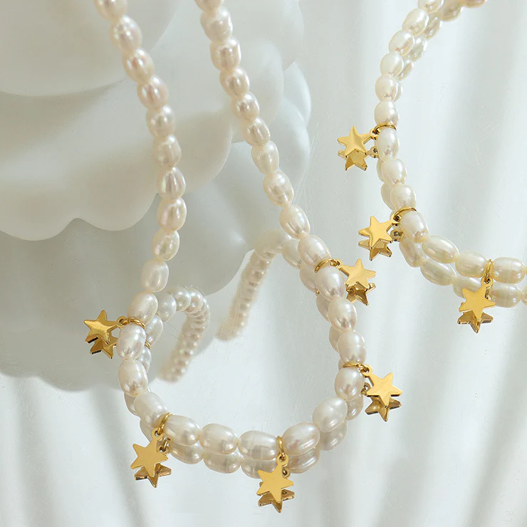 5 Star Charms Freshwater Pearl Necklace