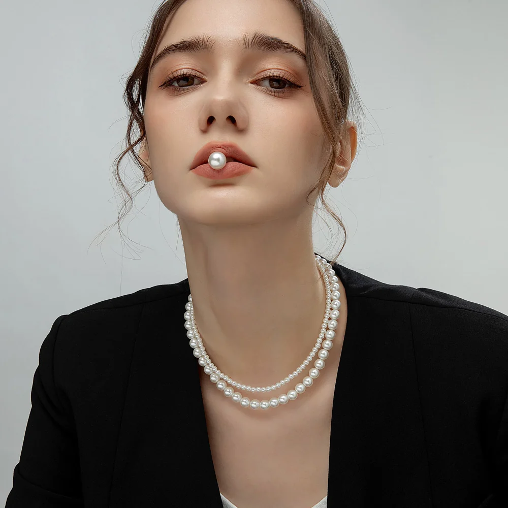 Prom Party Two Layers Swarovski Pearl Necklace