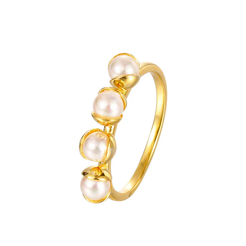 S925 Pea Pod Pearl Ring