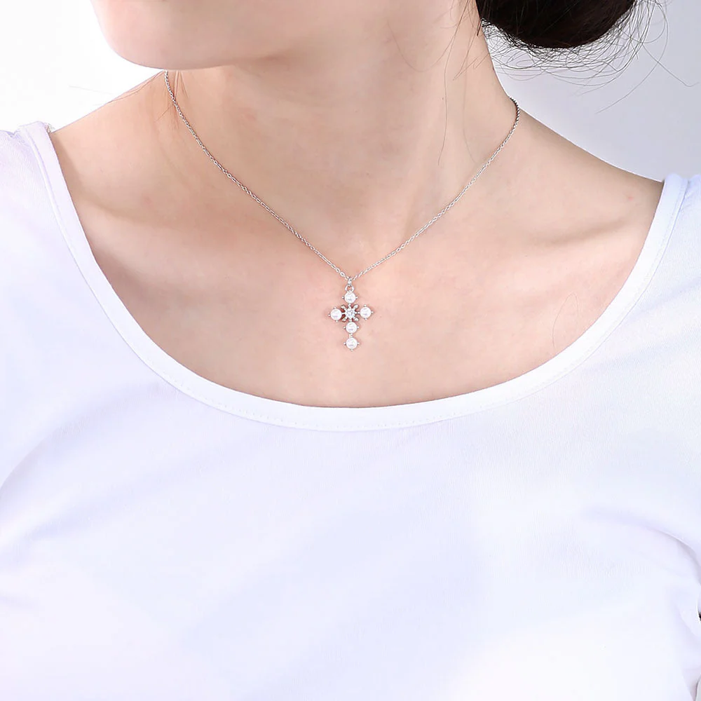 Pearl Cross Pendant Necklace