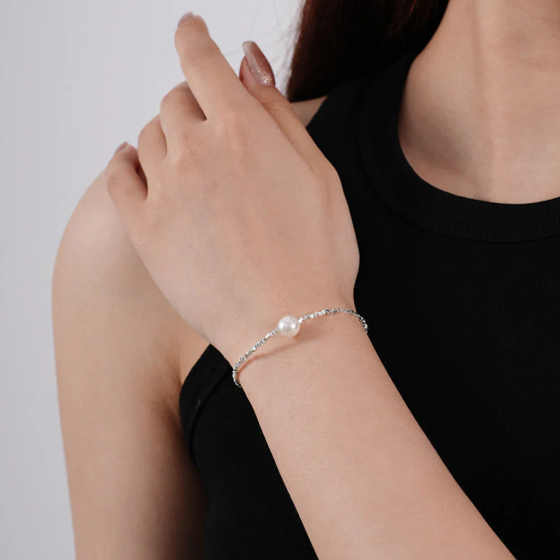 Single Pearl Bracelet Silver